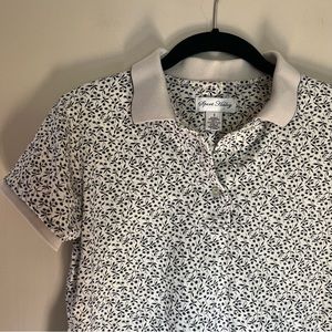 vintage black and white floral cropped polo shirt